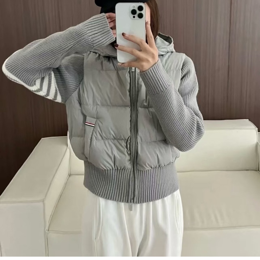 Korean Women's Gray Puffer Jacket